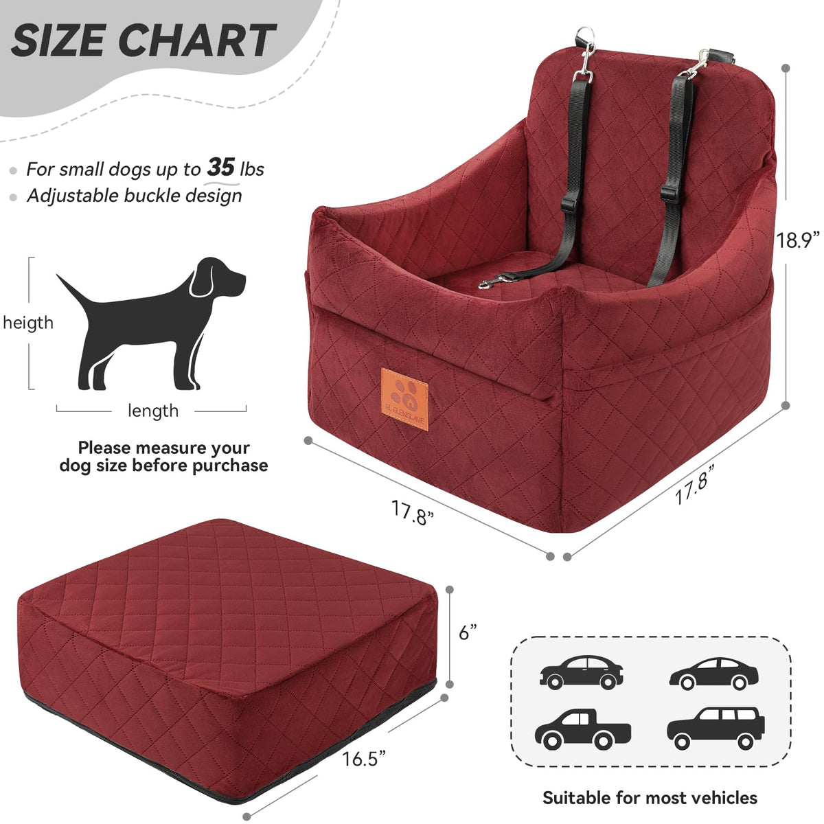 Dog Car Seat for Small (Red)
