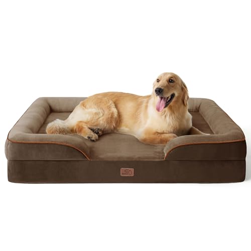 Orthopedic XLPlus Dog Bed Extra Large Washable Original Design (Brown / 48"l X 35"w X 8"th)