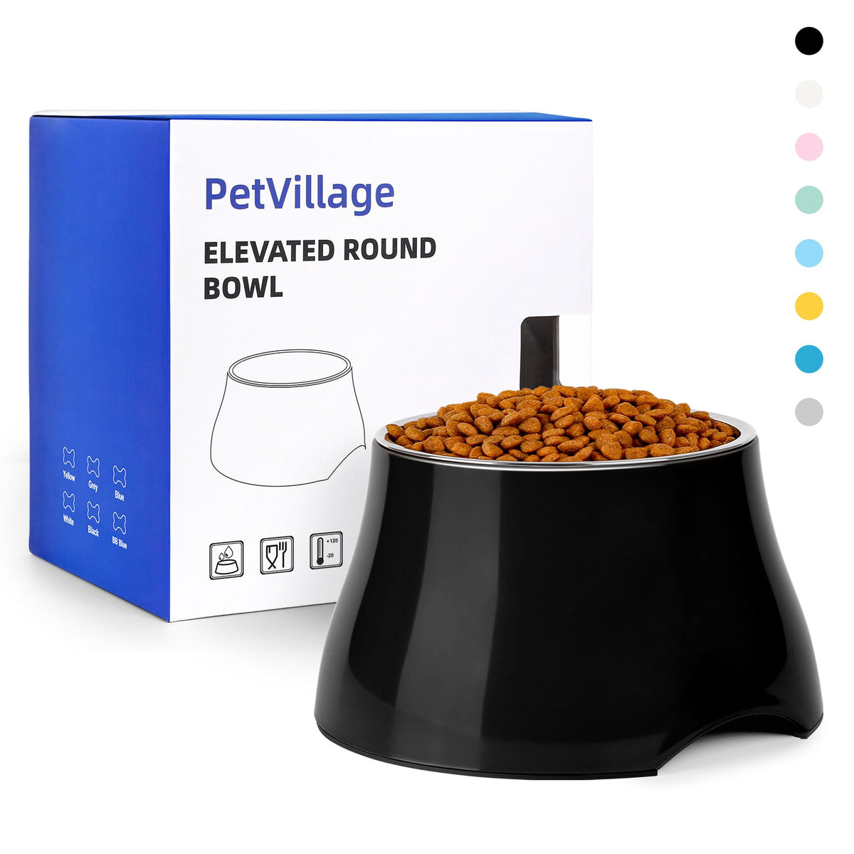 Dog Bowls Cone Friendly Non Slip Single Dog Bowl with Stainless Steel Inner (Small(1 Cup) / Black)