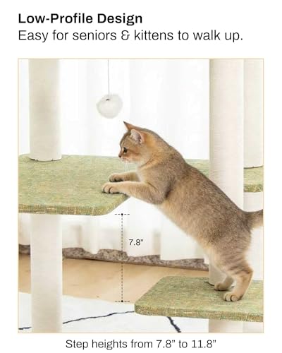 37.5" Cat Tree Tower for Large & Senior Cats (Green 37.4'')