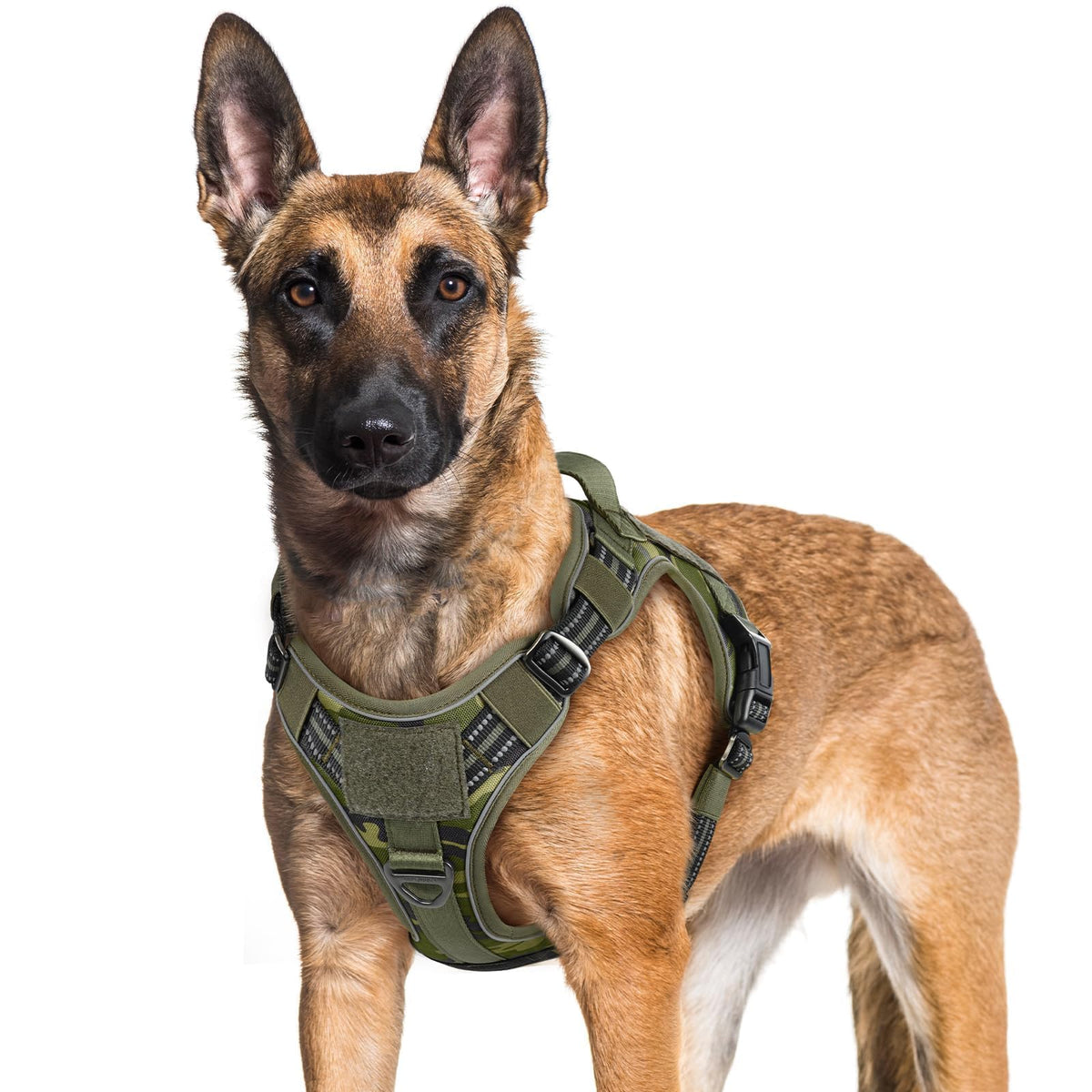 Tactical Dog Harness for Large Dogs (Xl(chest:23.6"-41.8",neck:21.7"-32.3",back:9.1") / Green Camo)
