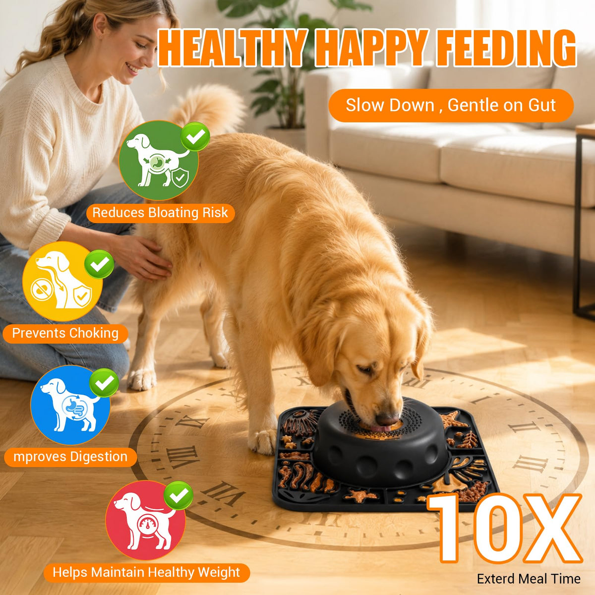 Large Dog Lick Bowl with Rolling Ball (Black)