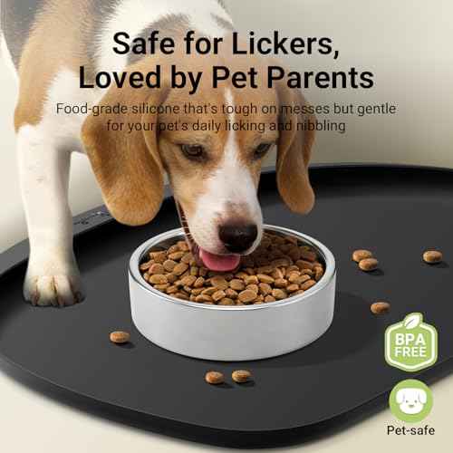 Dog Food Mat Silicone Waterproof Feeding Mat (24"L x 17"W / Black)