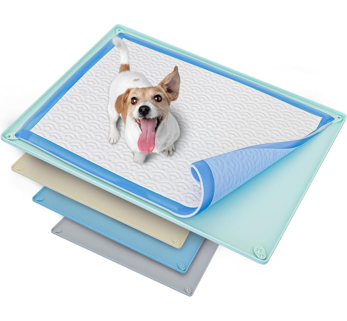 Dog Pee Pad Holder Tray Fits for 30” x 23” Pee Pads (30 x 23 Inches / Turquoise)