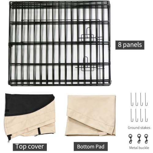 Foldable Metal Dog Exercise Pen (Tan / 24''H)