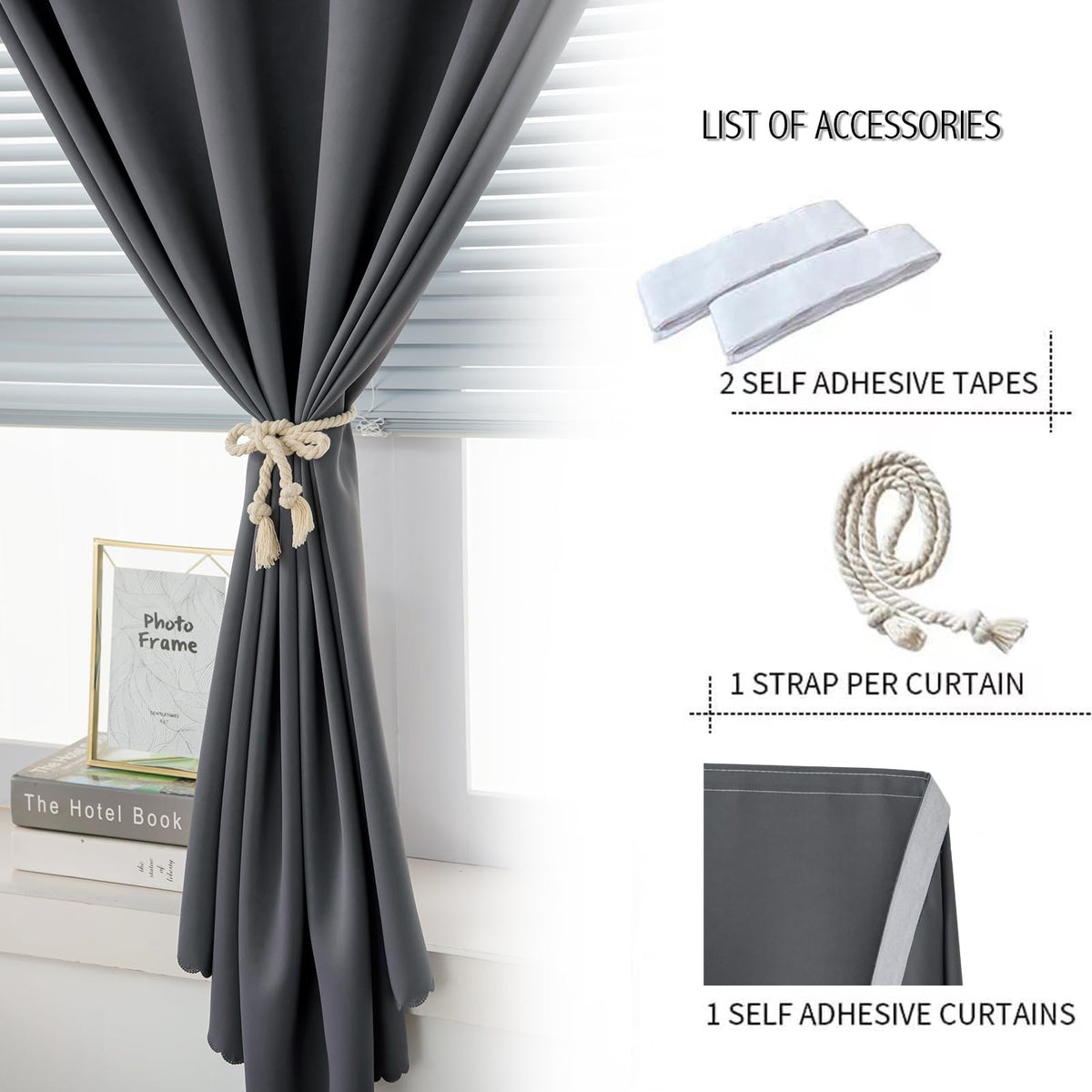 Portable Light Blocking Curtains Self (71"W x 84"L (Pack of 1) / Grey)