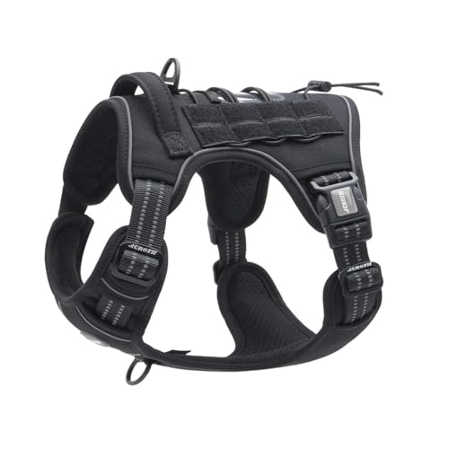 Tactical Dog Harness for Extra Large Dogs (Black / XXL(Neck:21.7-36.7",Chest:28.3-44.1"))