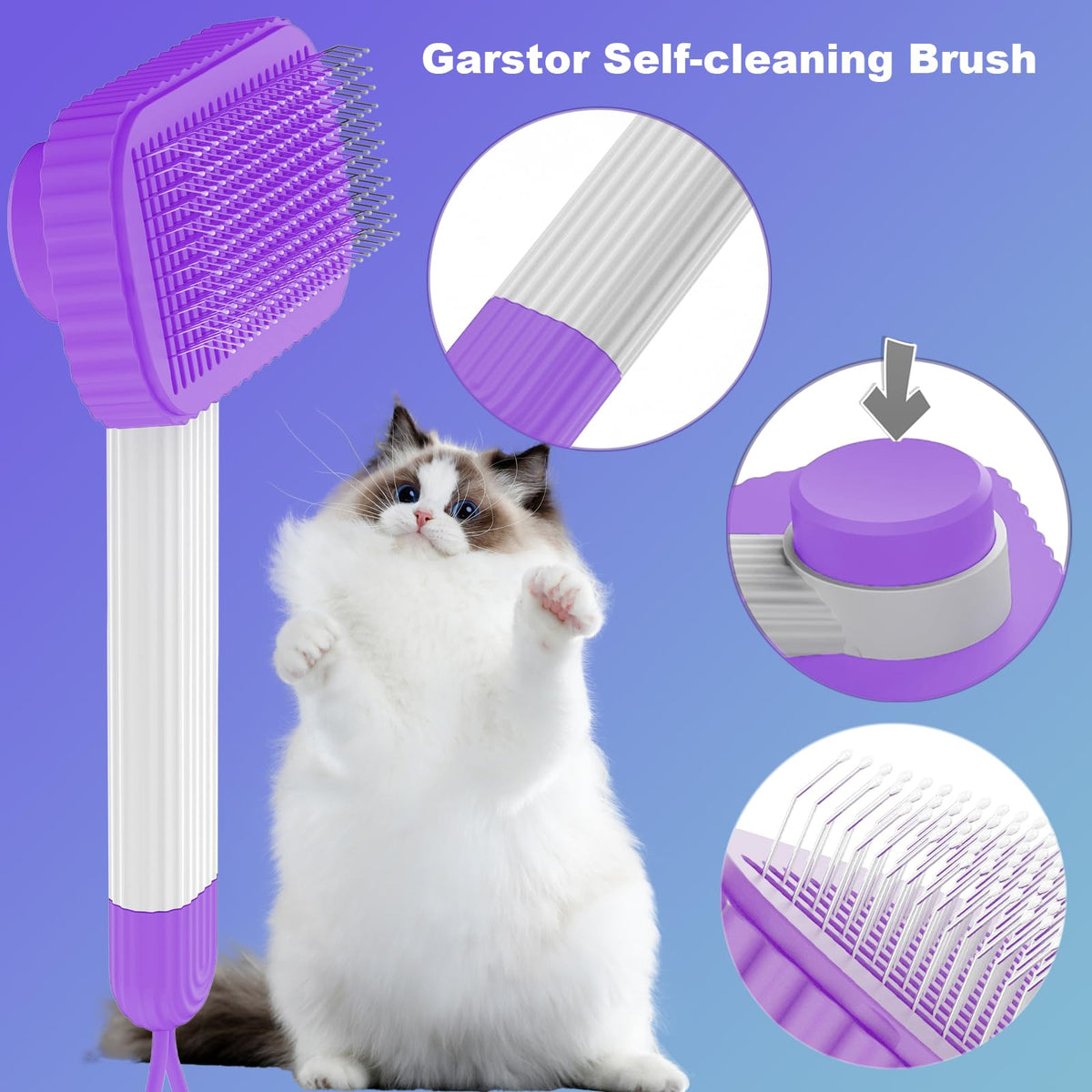 Cat brush Cat Brush for Long or Short Haired Cats (Purple)