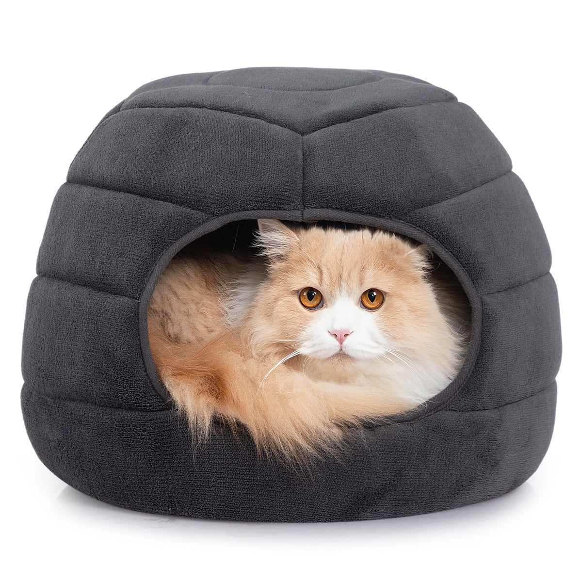 Cat Bed Cave for Indoor Cats for Pets up to 15 lbs (Gray Igloo)