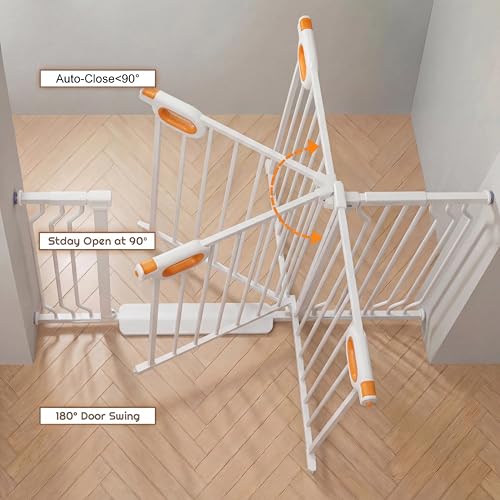 57.5 62.2 Inch Baby Gates Extra Wide for Doorways (White / 57.5-62.2inch)