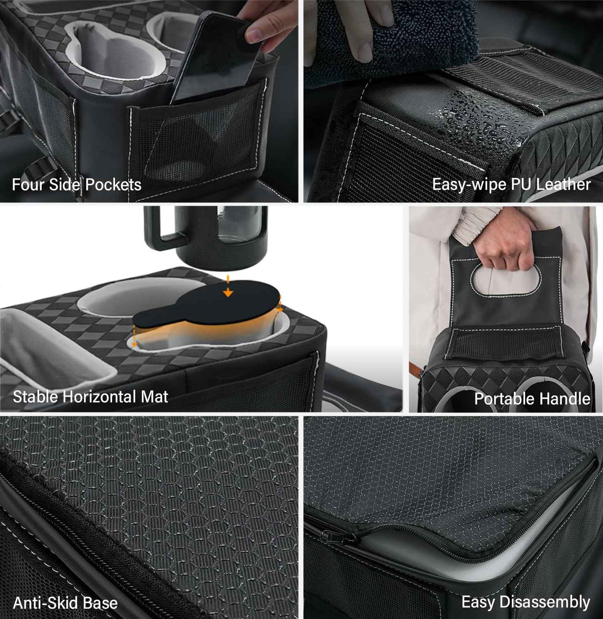 Universal Car Center Console Cup Holder Organizer Armrest Storage Box (12 X 8 X 5.3Inch)