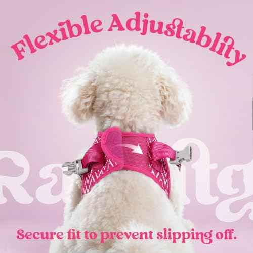 Dog Harness Small Sized and Leash Set (Rose Red Wave / S (Chest: 15.1"-16.5"))