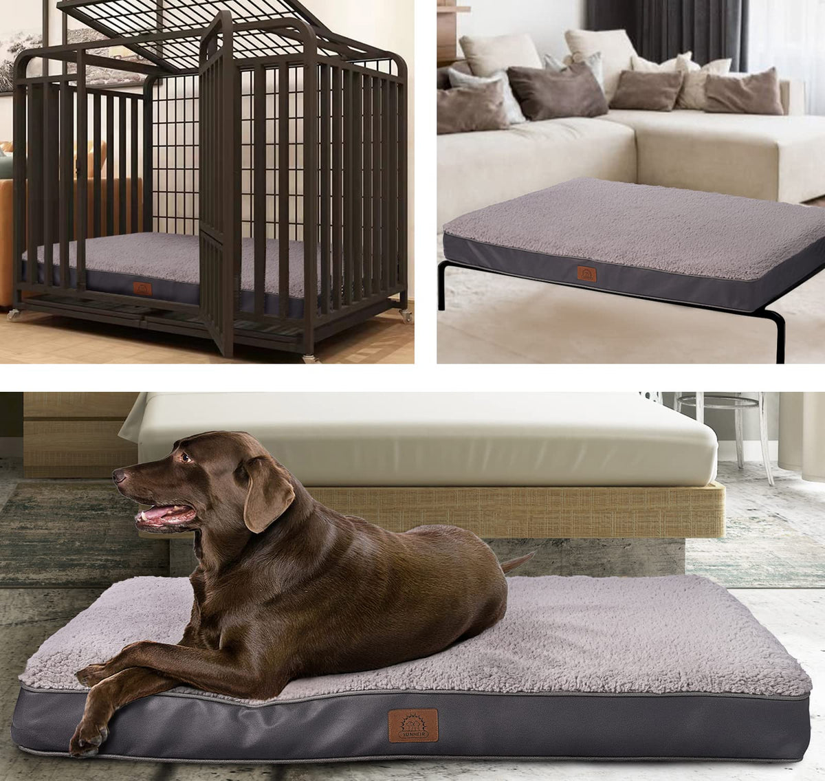 Extra Large Orthopedic Dog Bed (Grey / 47.5"L x 29.0"W x 4.0"Th)