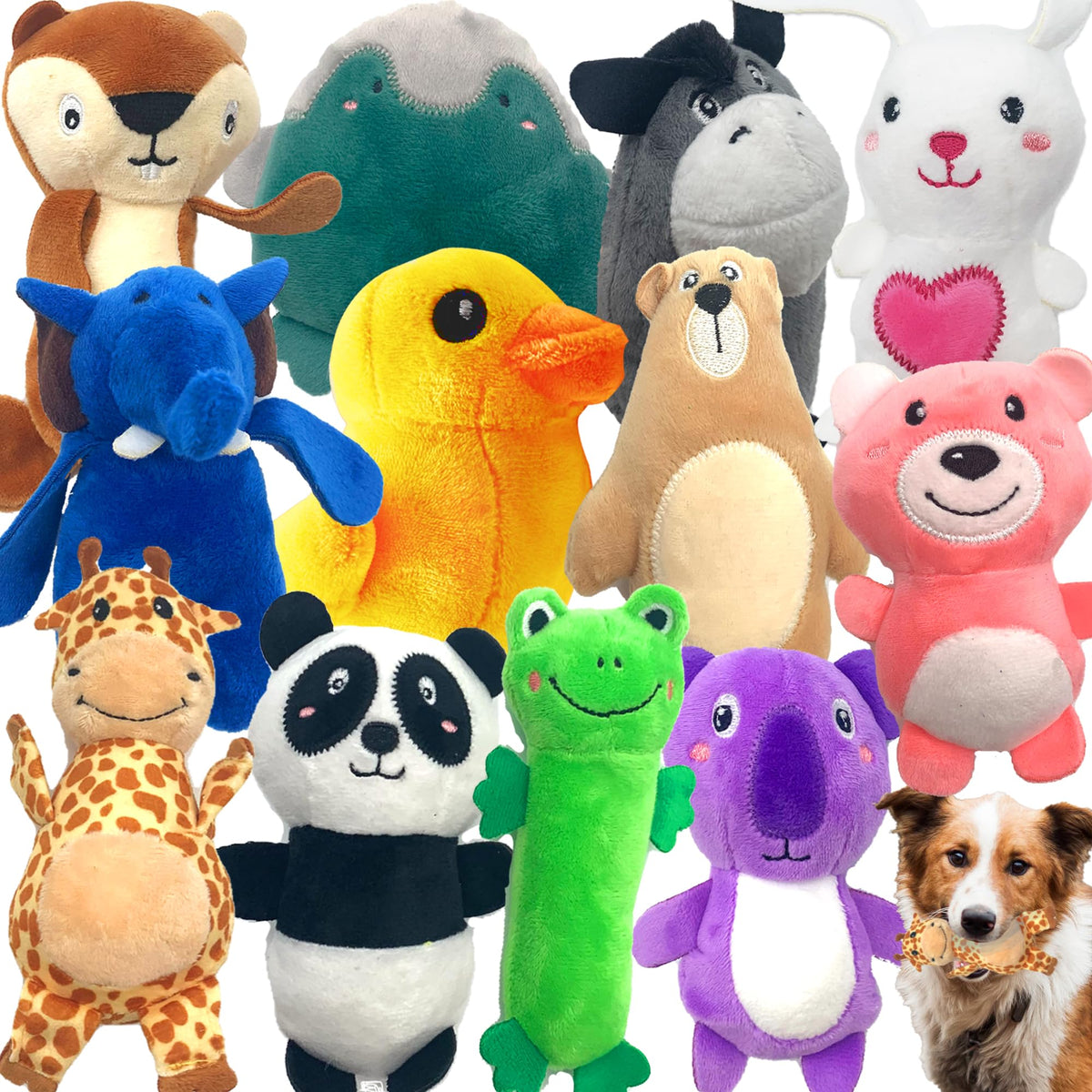 12 Pack Plush Animal Dog Toy (12 Pack Animals)