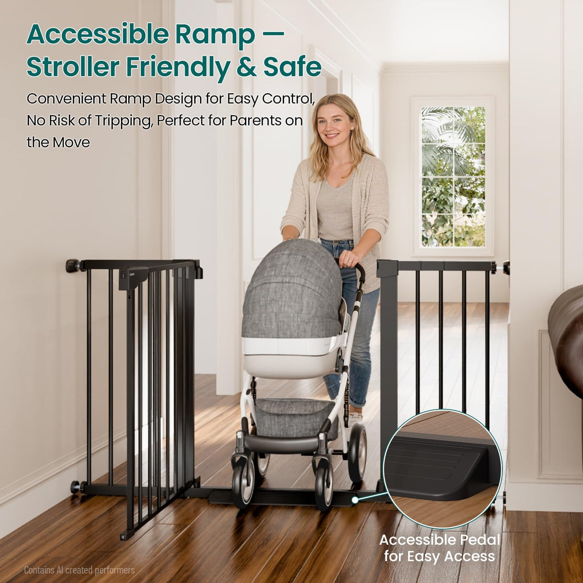 2 Pack 30 54" Baby Gate for Stairs (Black / 30"-54" W x 30.5" H | 2 Pack)