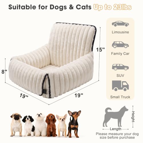 6-in-1 Dog Car Seat for Small/Medium Dogs up to 23 lbs, Beige (Beige)