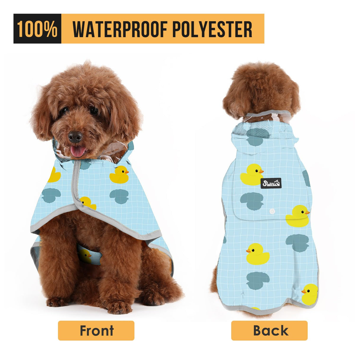 Dog Raincoat Waterproof Dog Rain Jacket with Clear Hooded (Duck Pattern / Small)