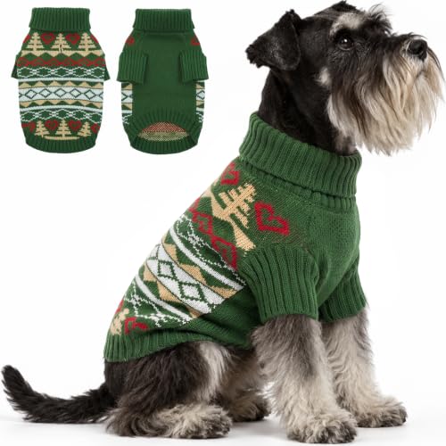 Ugly Christmas Dog Sweater with Leash Hole (Medium / Green)
