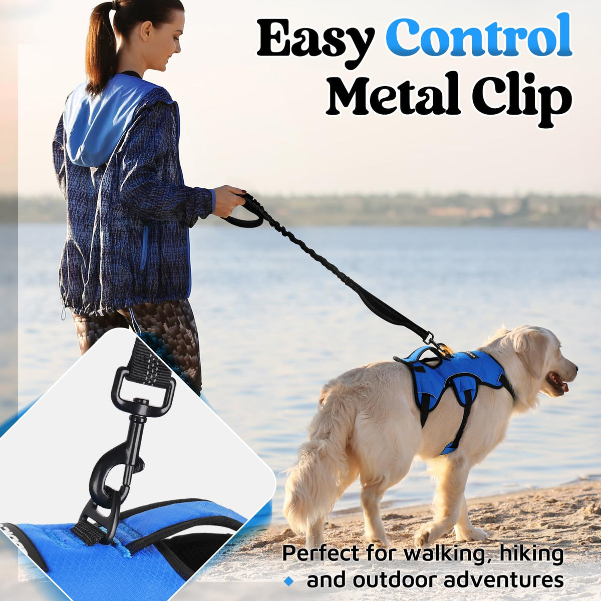 Escape Proof Dog Harness for Large (Blue / Large)
