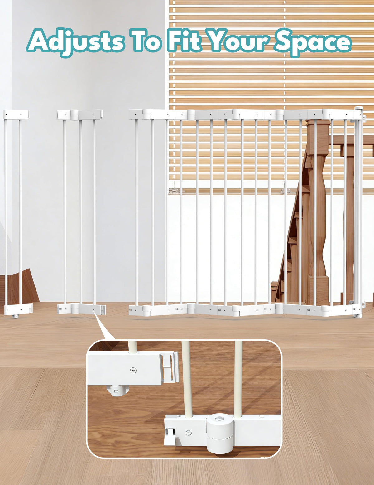 Retractable Safety Gate (White / 38" Wide, 36" Tall)