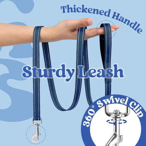 Dog Harness Small Sized and Leash Set (Navy Blue Plaid / M (Chest: 16.0"-18.5"))