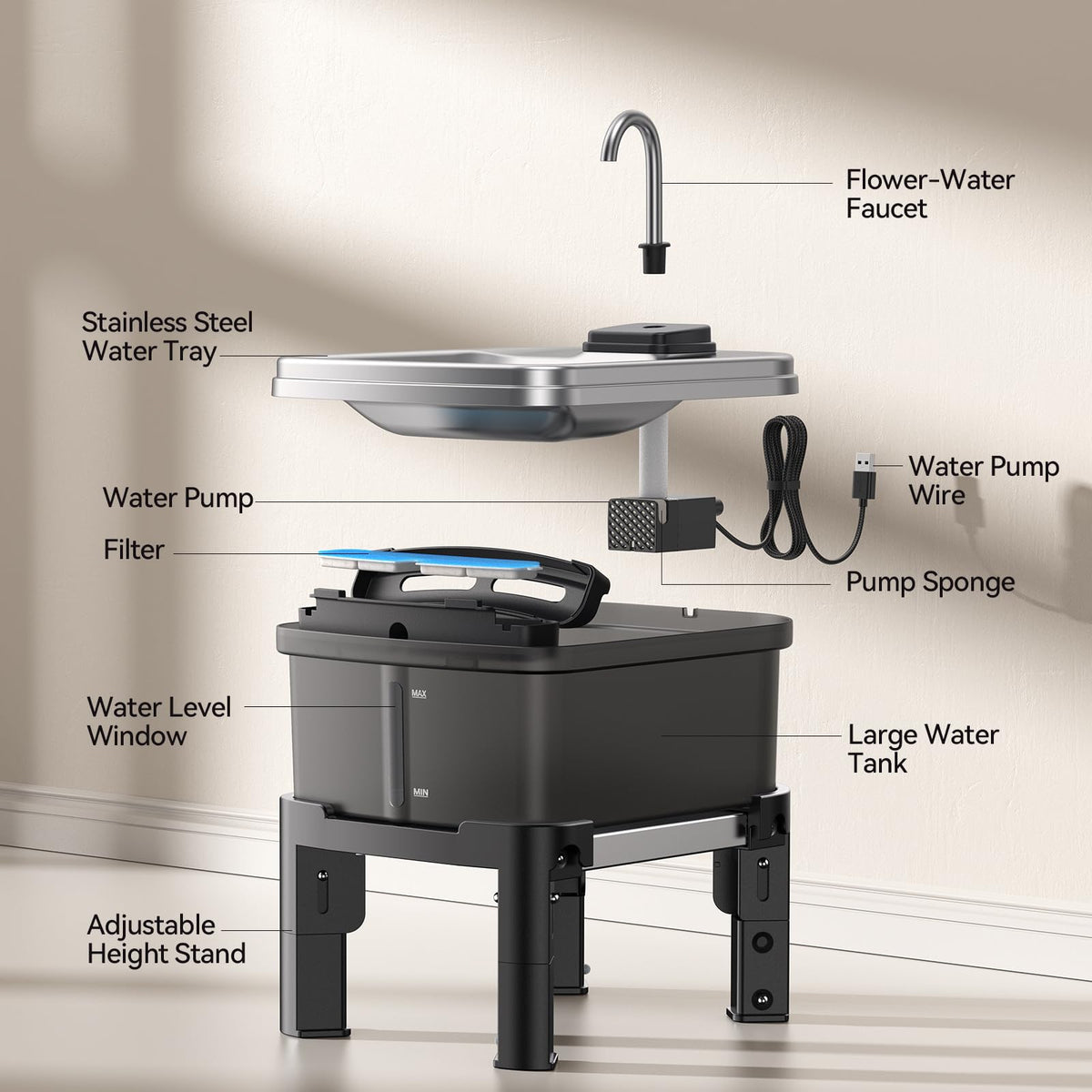 FN W25 Dog Water Fountain Pump (Black)