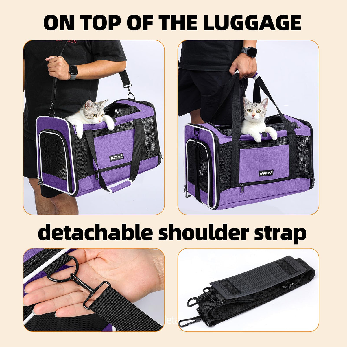 Cat Carrier Soft (Purple / 18.5"L x 11.8"W x 11.8"H)