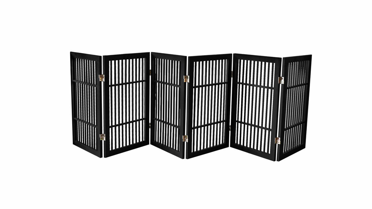 Pet Dog Gate Freestanding (6 Panel 30" Tall / Black Pet Gate)