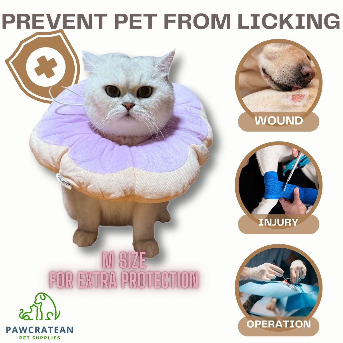 Adjustable Comfy Flower Style Elizabeth Collar for Cats Puppies Soft Recovery Cone Pet Protective Neck Collar (Purple / Medium)