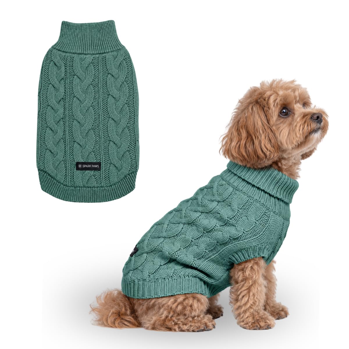 Knit Dog Sweater (Pine Green Cableknit / Medium)