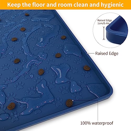 Pet Placemat for Dog and Cat (11.8"L x 11.8"W / Navy Blue)
