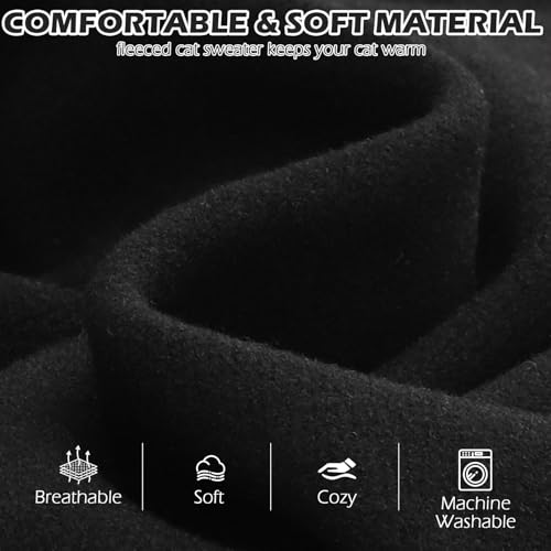 Cat Sweater Warm Fleece Pet Clothes for Cats Only (Solid Black / Large)