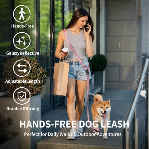 Hands Free Dog Leash by Kazazoo (Pink / L)