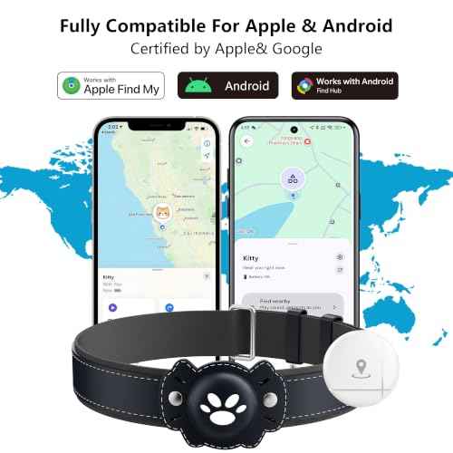 2-in-1 GPS Tracker for Cats: Smart Pet Collar with Real-Time Tracking,No Monthly Fee/Subscription (iOS & Android) Waterproof, Anti-Lost,365-Day Long Battery Life GPS Tracker Cat Collar (Blue) (Blue)