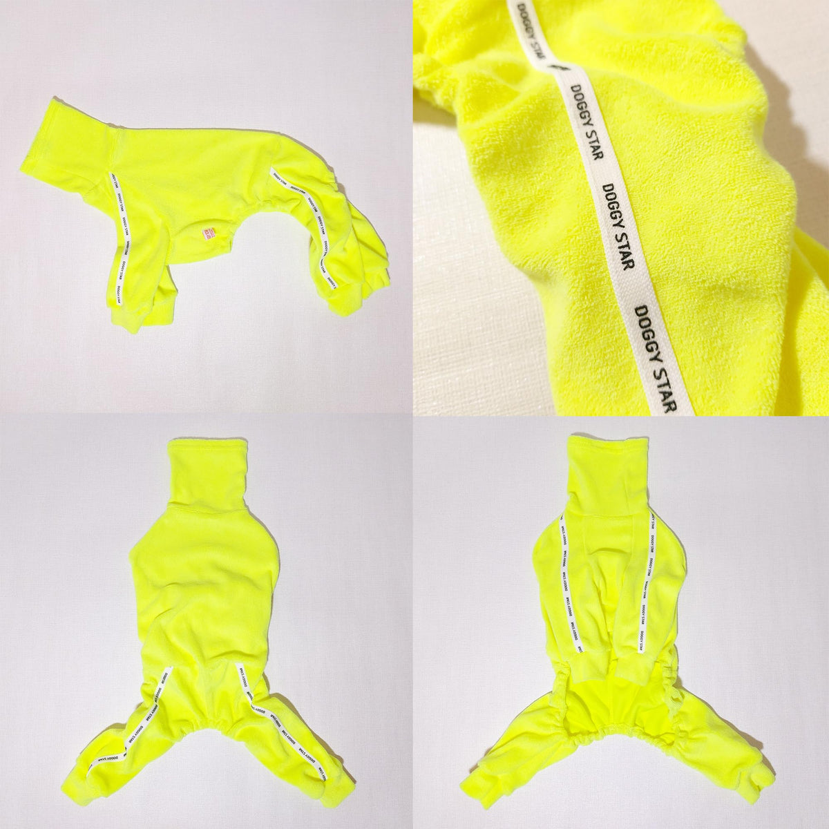 D Doggy Star Italian Greyhound Clothes Stretchy Towel Sports Onesie Outfit Whippet for Dog Coat (S / Towel Neon Yellow)