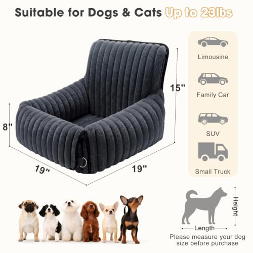 6-in-1 Dog Car Seat for Small/Medium Dogs up to 23 lbs,Grey (Grey)