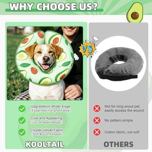 Inflatable Dog Cone Collar Alternative After Surgery (Avocado / M+ (Neck:13-15in))
