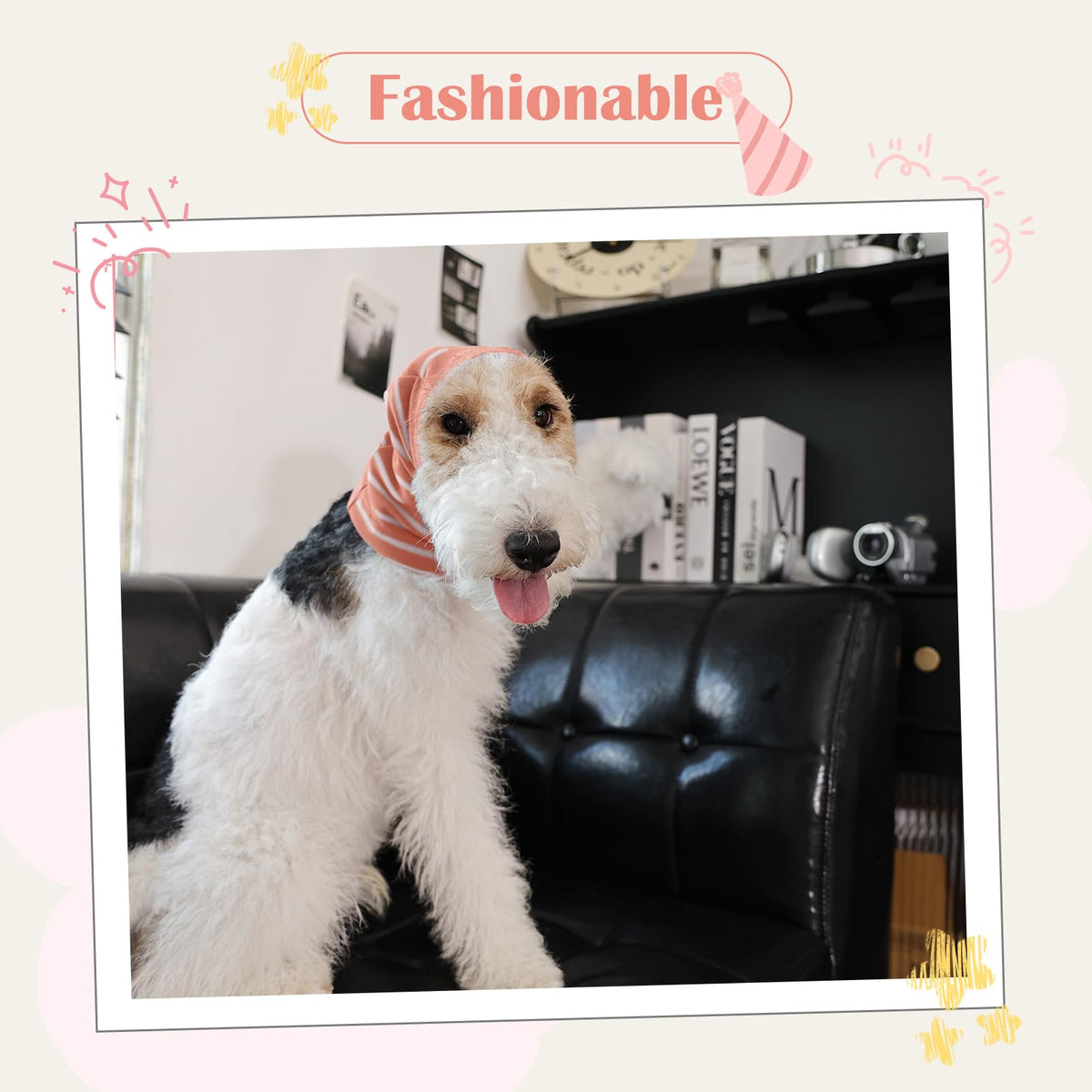 Calming Hoodie Dog Grooming Ear Cover Anxiety Relief (XL(Head Girth: 17.7in-29.5in) / PinkStriped)