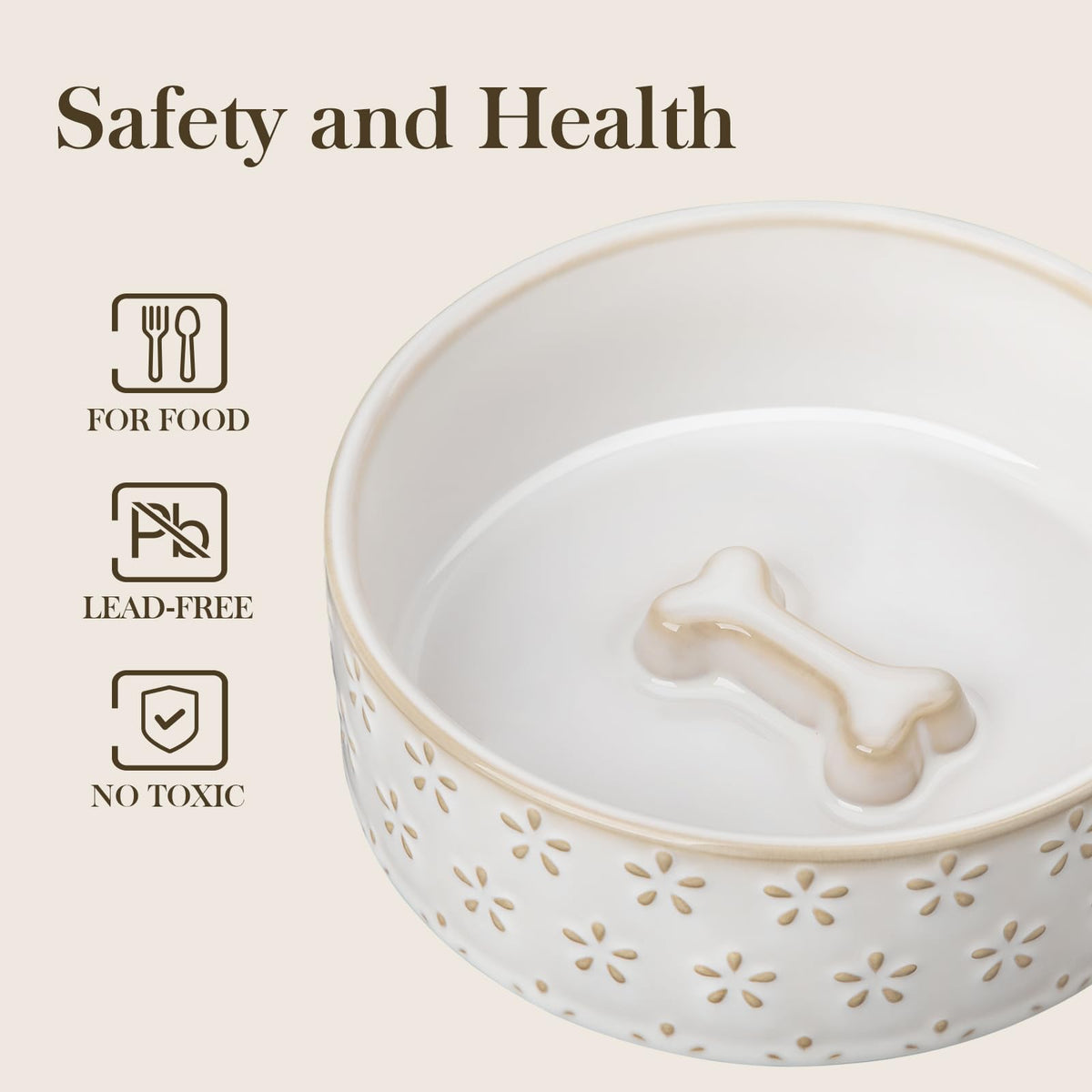 Ceramic Dog Food Bowl (Five-leaf Grass / 6 Cups)