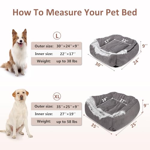 Large Dog Beds for Large Dogs with Cover Cave (35.0"L x 25.0"W x 9.0"Th)