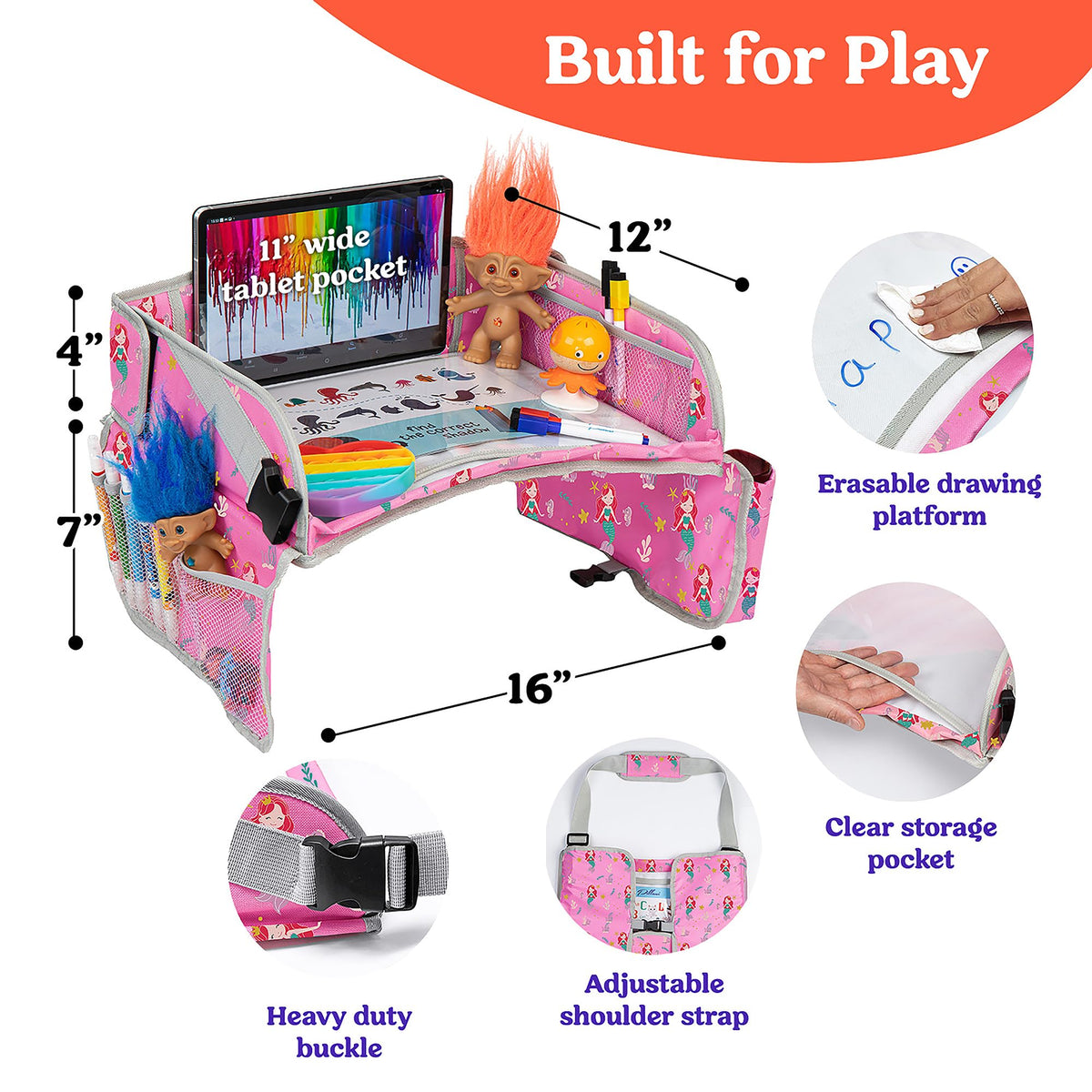 Kids Travel Tray for Car (Mermaid)