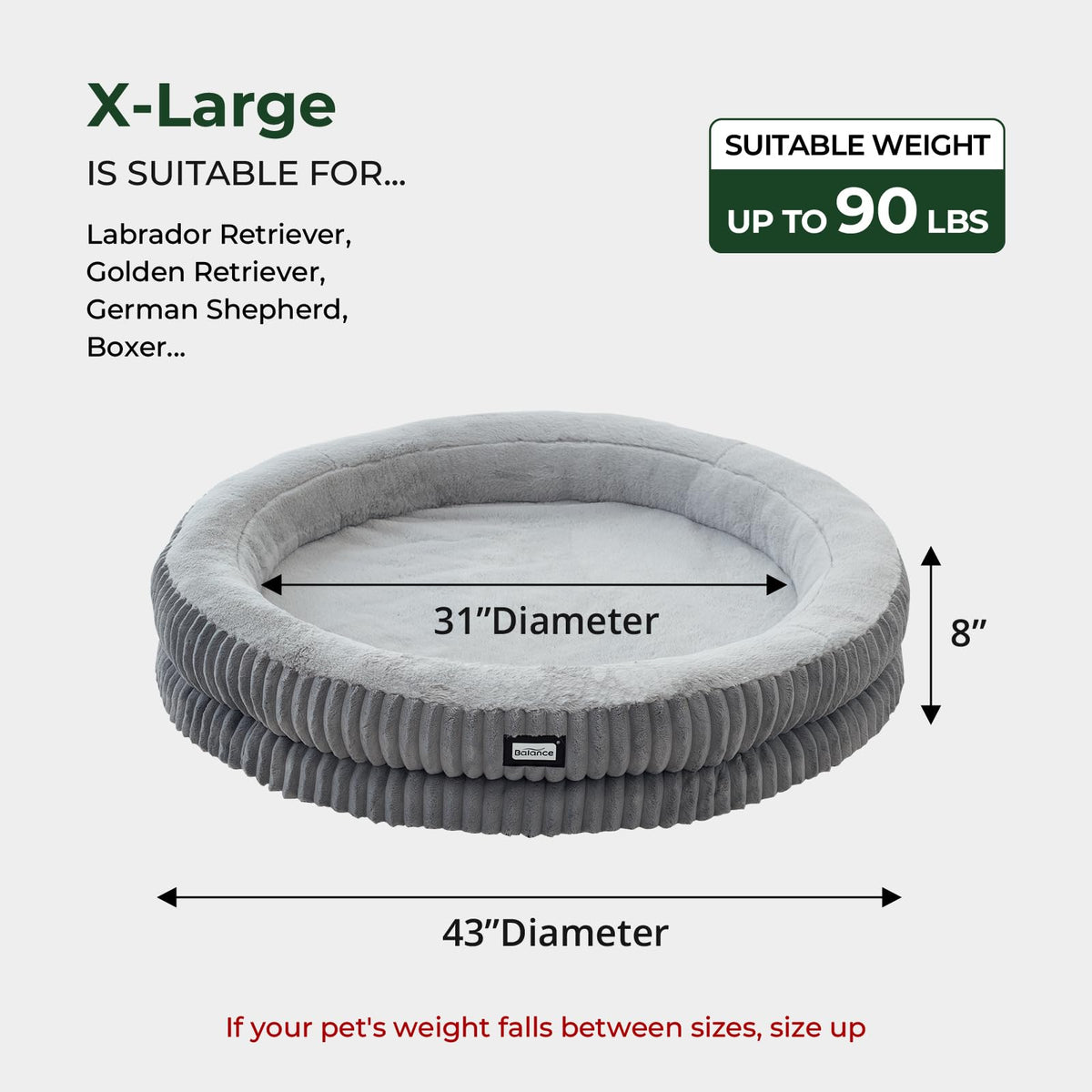 Donut Dog Bed (43.0"L x 43.0"W x 8"Th / Grey)