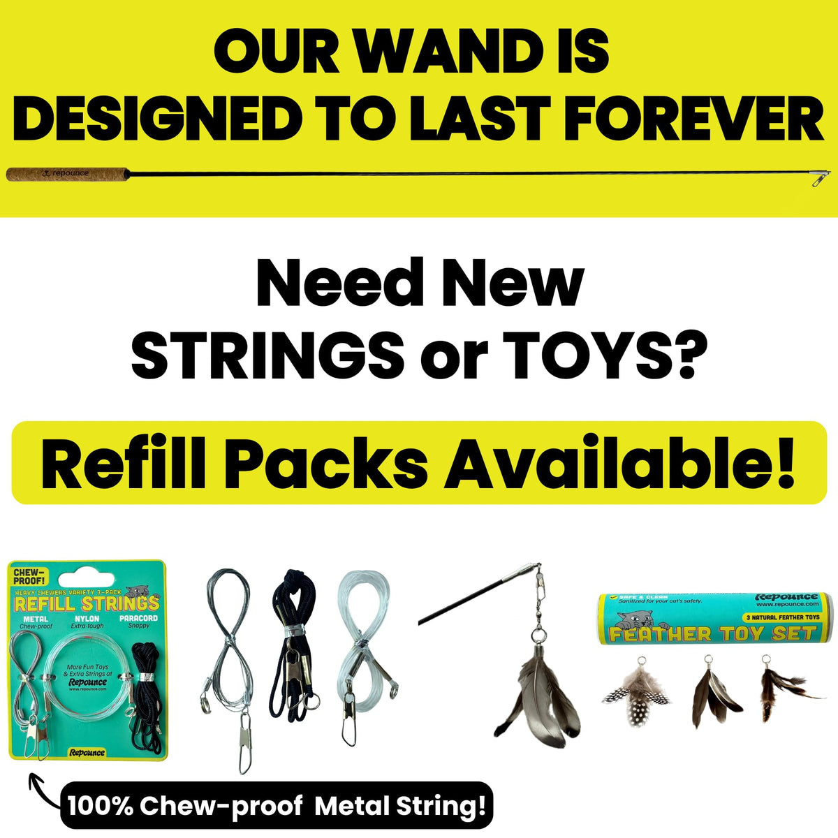 Forever Stick Unbreakable Cat Wand Toy (Forever Stick 1-Pack)
