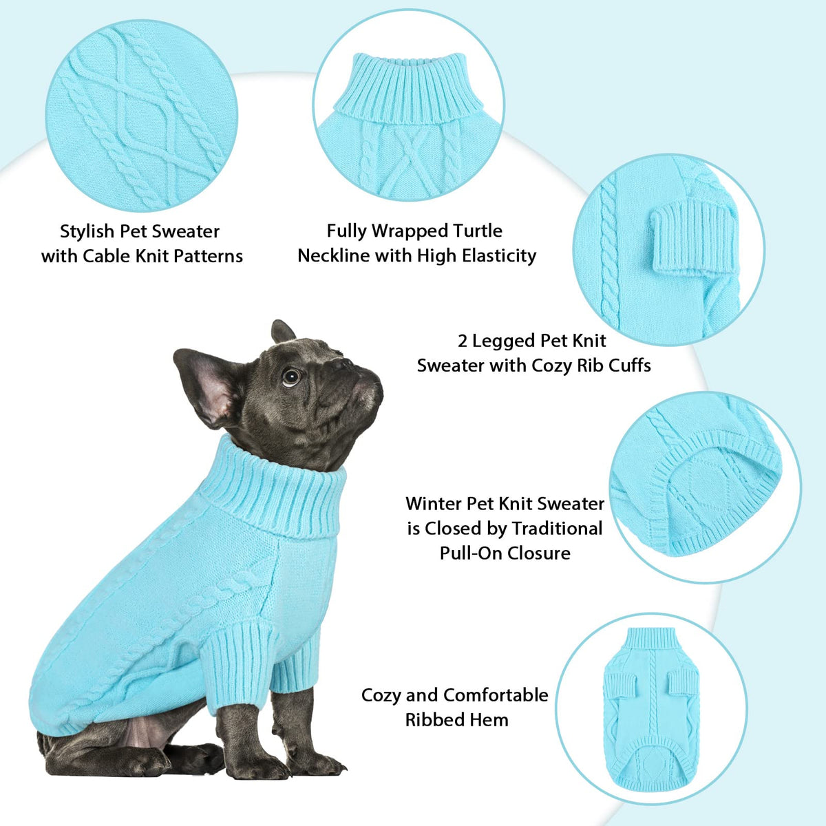 Small Dog Sweater for Small Dogs Boy (Small / Sky Blue)