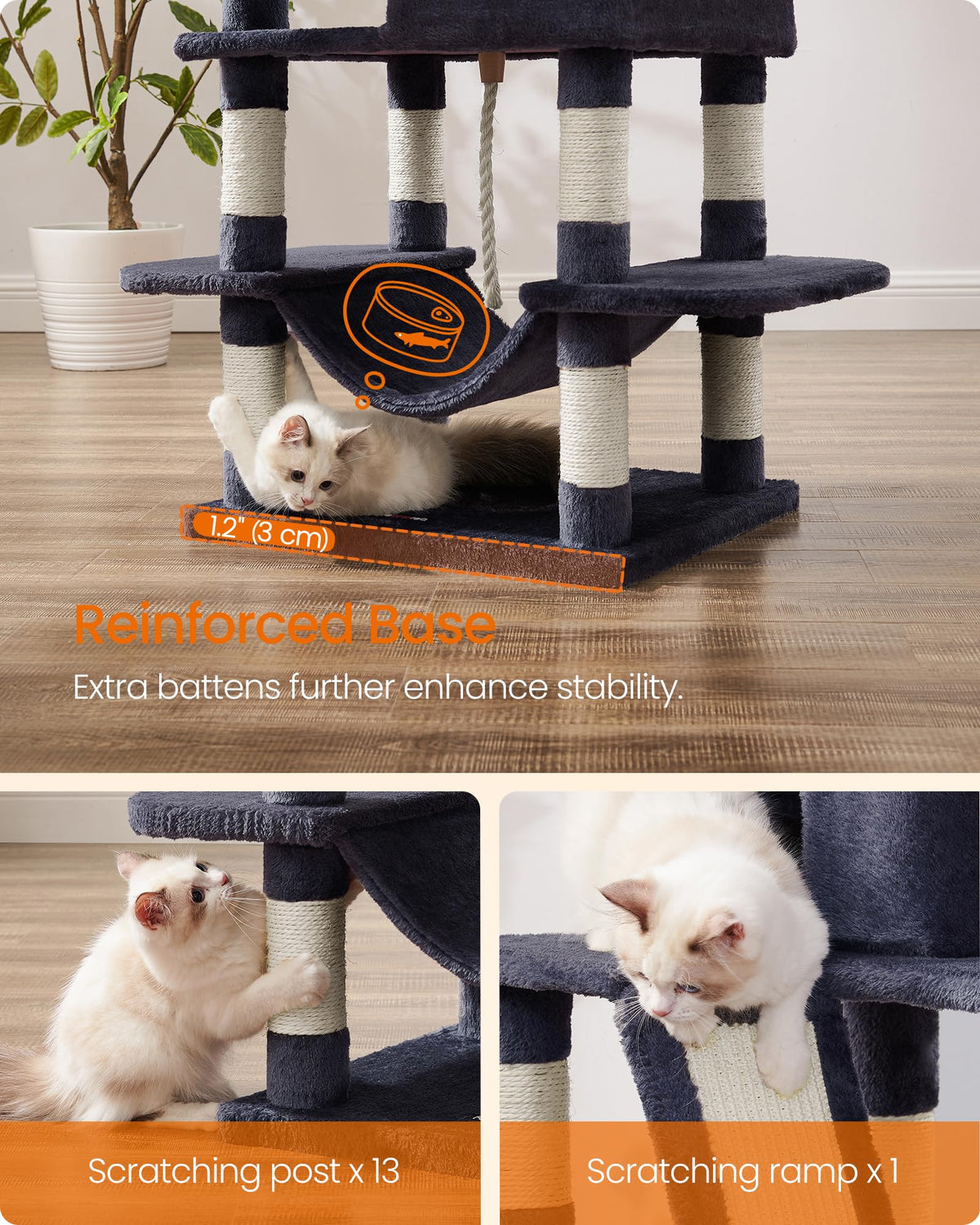 Cat Tree 66.1 (Smoky Gray / L (21.7"L x 17.7"W x 66.1"H))