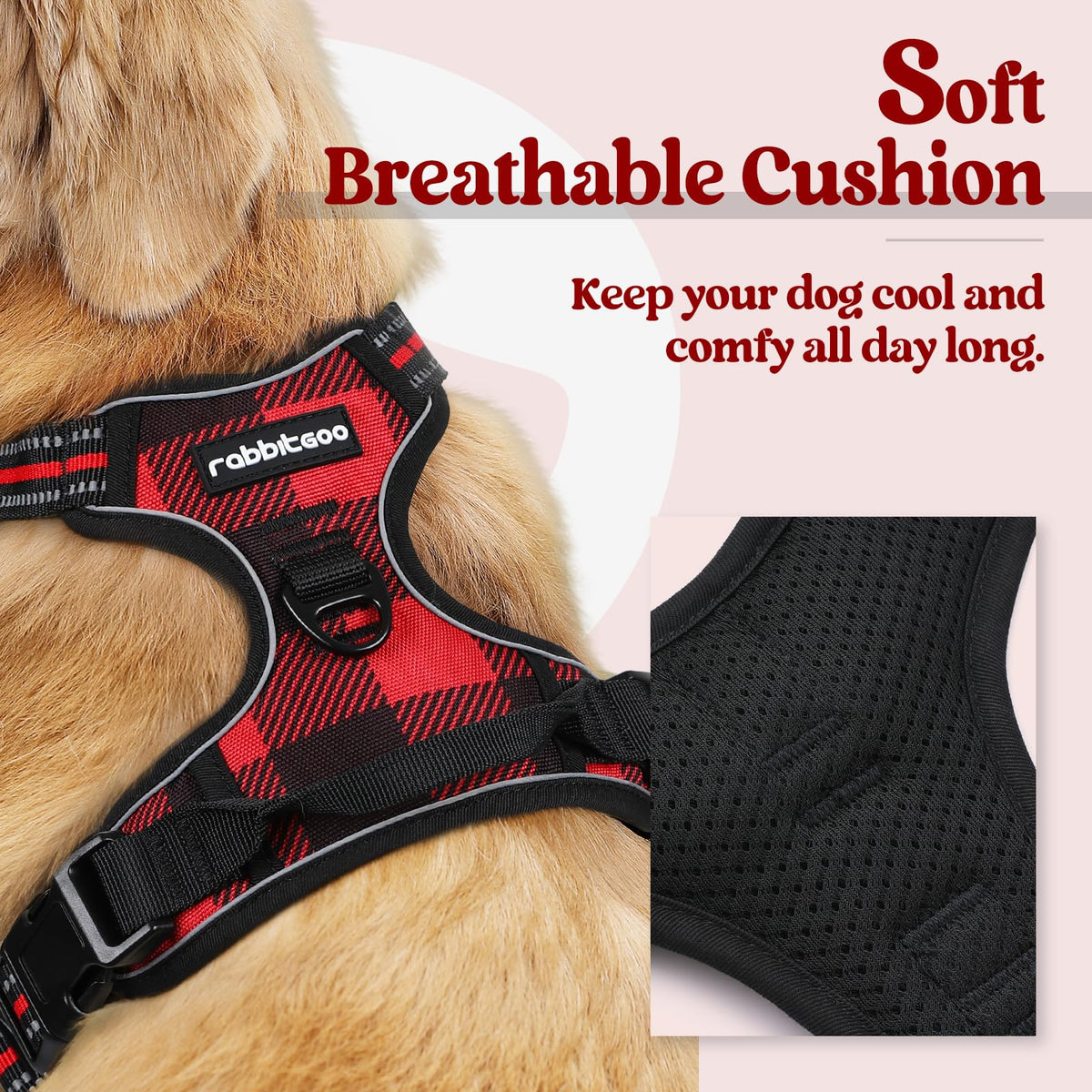 Dog Harness No Pull for Small Dogs with 2 Leash Clips (Small / Red Plaid)