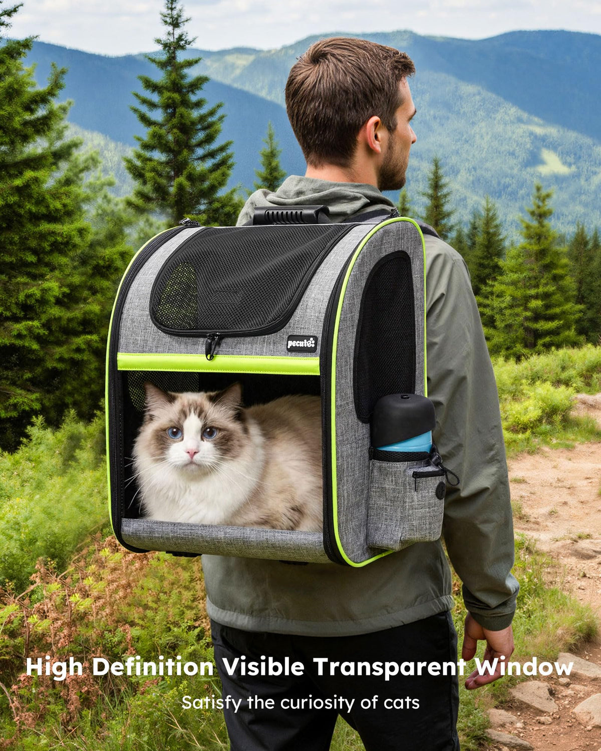 XL Cat Backpack Expandable (Grey / 15.4"L x 11.0"W x 19.0"H)