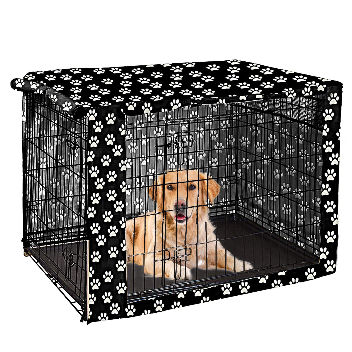 Dog Crate Cover Durable Polyester Pet Kennel Cover Universal Fit for Wire Dog Crate (42.0"L x 27.0"W x 30.0"H / Black)
