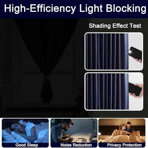 Self Adhesive Curtains (35"W x 59"L (Pack of 2) / Navy Blue)