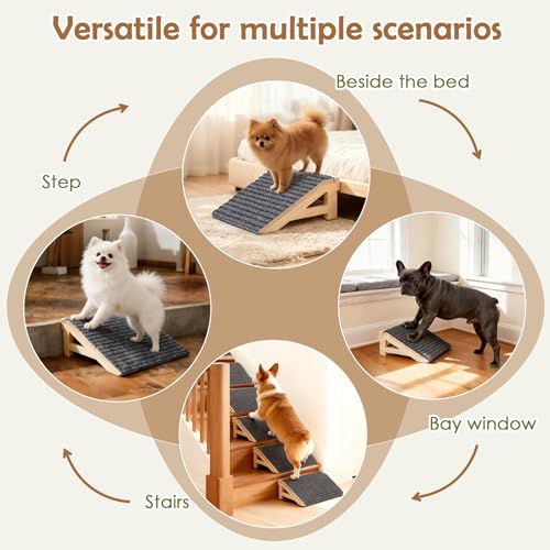 Dog Stairs Ramp for Small & Aged Dogs (Fixed / 1 PACK-FIX 13.8"Lx10.2"Wx4.3"H)